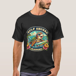 Gulf Shores Alabyma Cute Sea Turtle Surfing T-Shirt