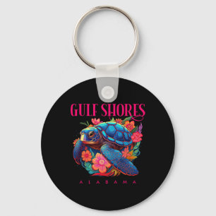 Gulf Shores Alabyma Floral Beach Turtle Souvenir  Key Ring