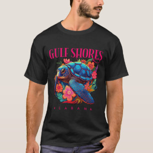 Gulf Shores Alabyma Floral Beach Turtle Souvenir T-Shirt