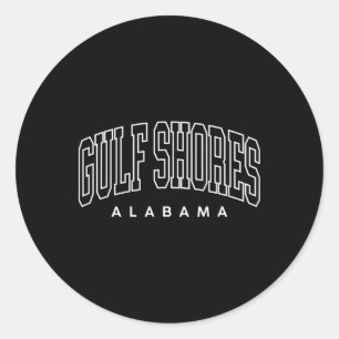 Gulf Shores Alabyma Preppy Retro Throwbyck Mens Wo Classic Round Sticker