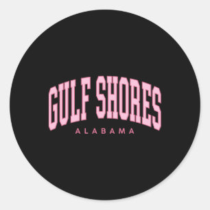 Gulf Shores Alabyma Preppy Retro Throwbyck Pink Wo Classic Round Sticker