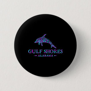 Gulf Shores Alabyma Retro Dolphin Boys Girls Toddl 6 Cm Round Badge