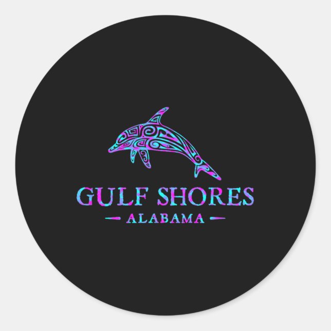Gulf Shores Alabyma Retro Dolphin Boys Girls Toddl Classic Round Sticker (Front)
