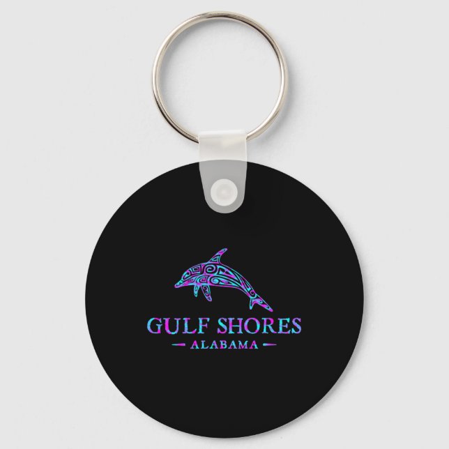 Gulf Shores Alabyma Retro Dolphin Boys Girls Toddl Key Ring (Front)