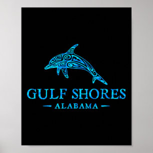 Gulf Shores Alabyma Retro Dolphin Boys Girls Toddl Poster