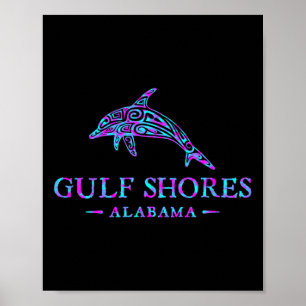 Gulf Shores Alabyma Retro Dolphin Boys Girls Toddl Poster