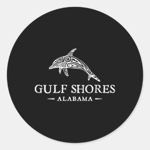 Gulf Shores Alabyma Retro Dolphin Travel Vacation  Classic Round Sticker