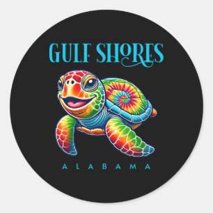 Gulf Shores Alabyma Smiling Tie Dye Sea Turtle Classic Round Sticker