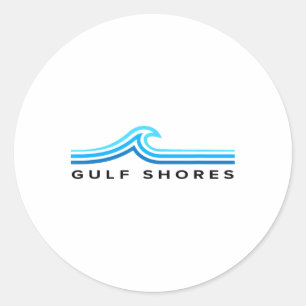 Gulf Shores Alama Souvenir Waves Vintage Mens Wome Classic Round Sticker