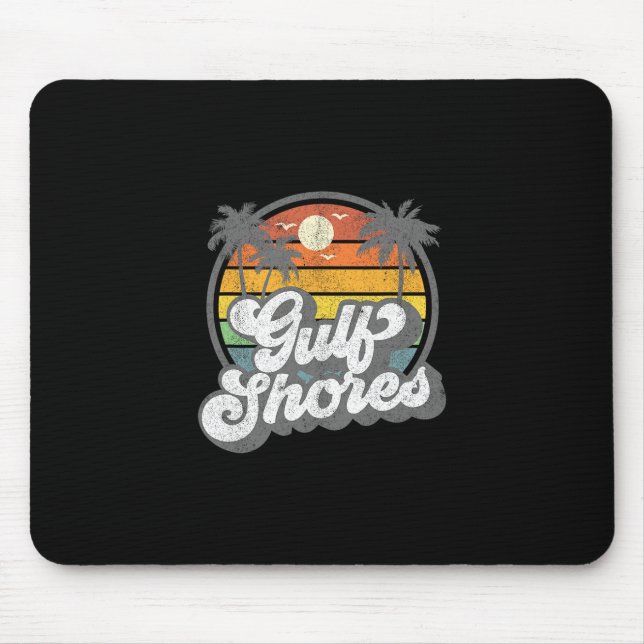 Gulf Shores Alama Vacation Palm Tree Retro Beach 7 Mouse Mat (Front)