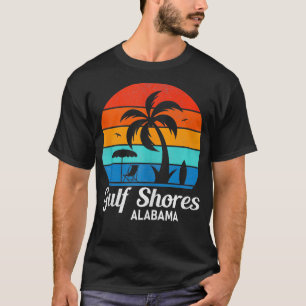 Gulf Shores Beach Alabama Palm Tree Vintage Sunset T-Shirt