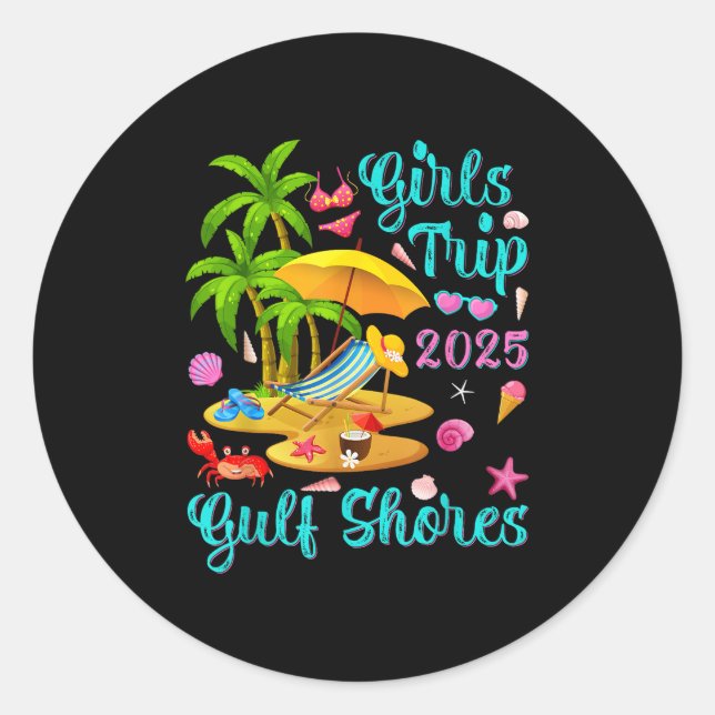 Gulf Shores Beach Alabama Summer Vacation Girls Tr Classic Round Sticker (Front)