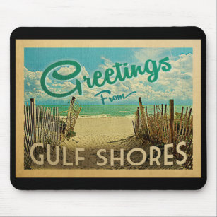 Gulf Shores Beach Vintage Travel Mouse Mat