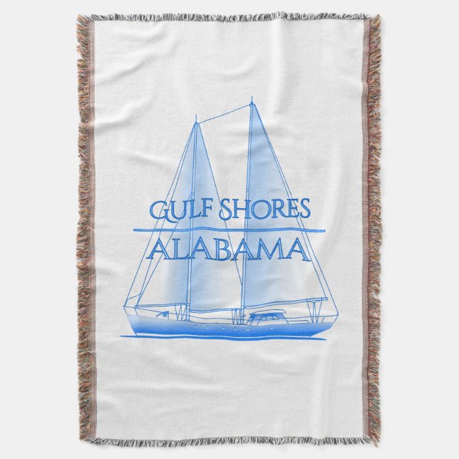Gulf Shores Coastal Nautical Sailing Sailor Throw Blanket (Front Vertical)