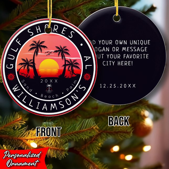 Gulf Shores USA Retro Sunset Souvenirs 80s Ceramic Tree Decoration (Creator Uploaded)