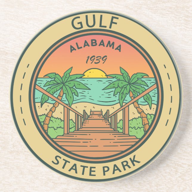 Gulf State Park Alabama Circle Badge Coaster (Front)