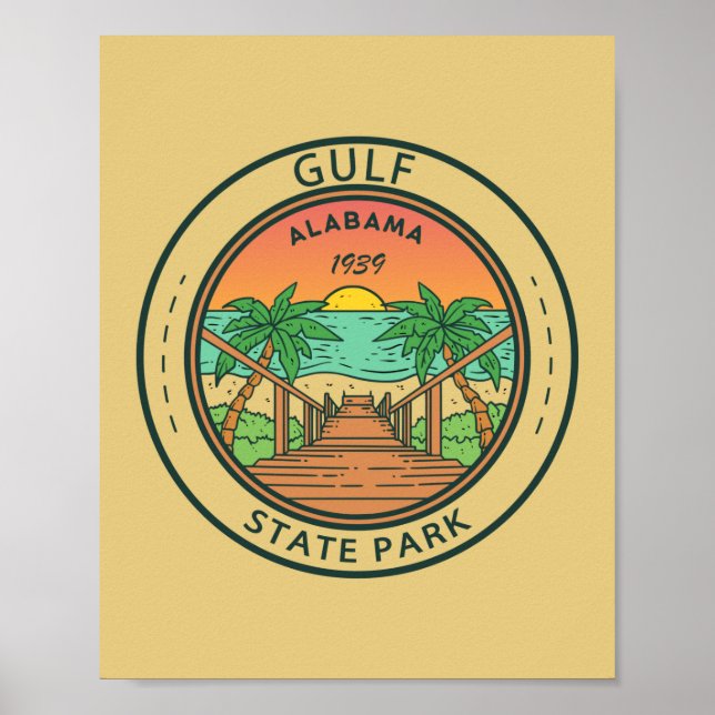 Gulf State Park Alabama Circle Badge Poster (Front)