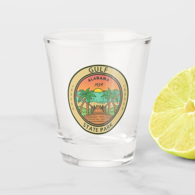 Gulf State Park Alabama Circle Badge Shot Glass (Front)