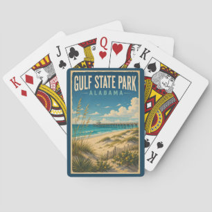 Gulf State Park Alabama Illustration Travel Art Playing Cards