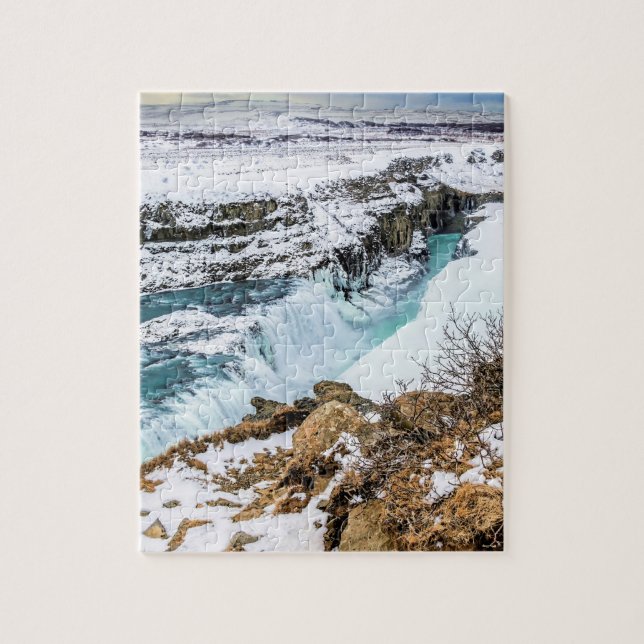 Gulfoss Iceland Waterfall in Winter Jigsaw Puzzle (Vertical)