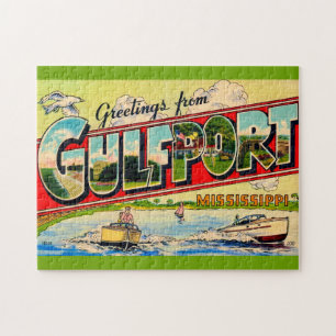 Gulfport Mississippi 11x14 Retro Postcard Jigsaw Puzzle