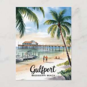 Gulfport Mississippi Beach Postcard