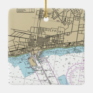 Gulfport Mississippi Chart Ceramic Ornament