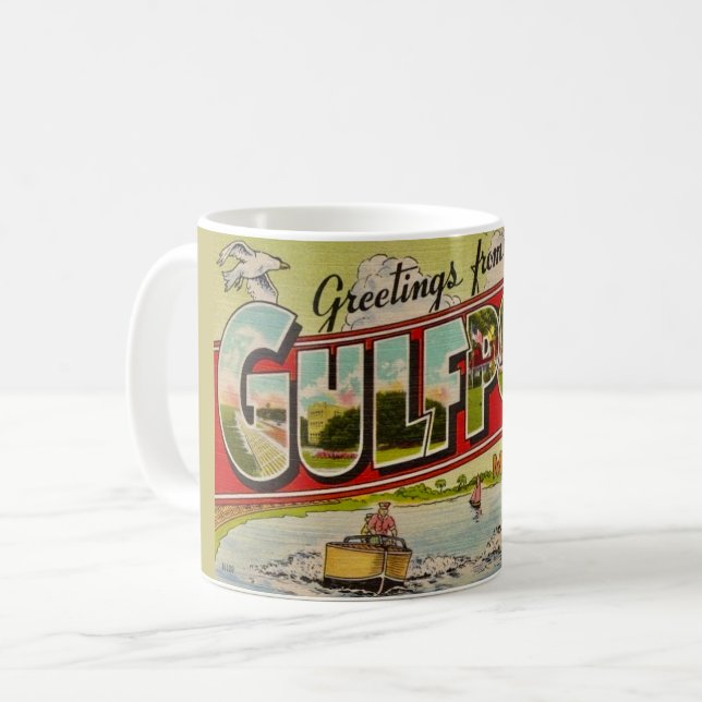 Gulfport Mississippi Greetings Postcard Coffee Mug (Front Left)
