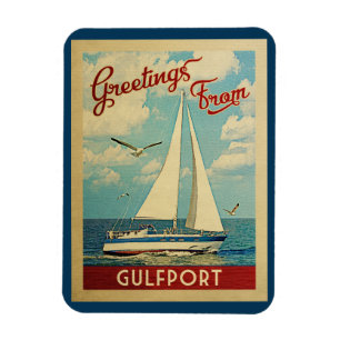 Gulfport Sailboat Vintage Travel Mississippi Magnet