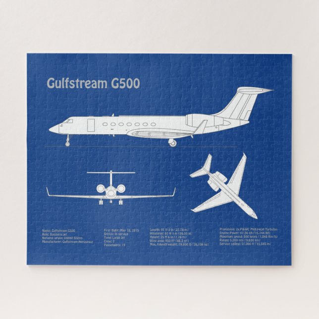 Gulfstream G500 - Aeroplane Blueprint Plans ABD Jigsaw Puzzle (Horizontal)
