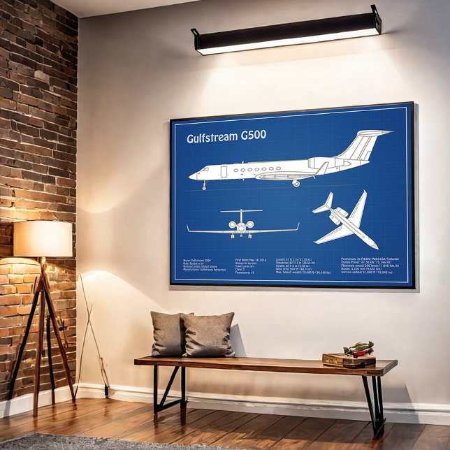 Gulfstream G500 - Aeroplane Blueprint Plans ABD Poster (Creator Uploaded)
