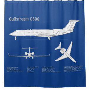Gulfstream G500 - Aeroplane Blueprint Plans ABD Shower Curtain