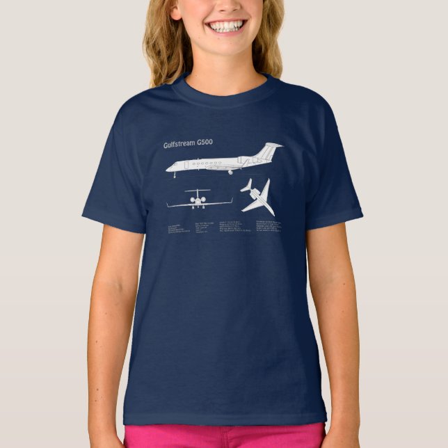 Gulfstream G500 - Aeroplane Blueprint Plans ABD T-Shirt (Front)