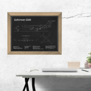 Gulfstream G500 - Aeroplane Blueprint Plans PD Photo Print