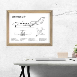Gulfstream G-IV - Aeroplane Blueprint Plans BD Photo Print