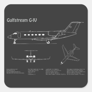 Gulfstream G-IV - Aeroplane Blueprint Plans PD Square Sticker