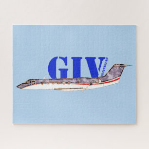Gulfstream GIV Private Jet with Bold Typography Jigsaw Puzzle