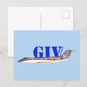 Gulfstream GIV Private Jet with Bold Typography Postcard