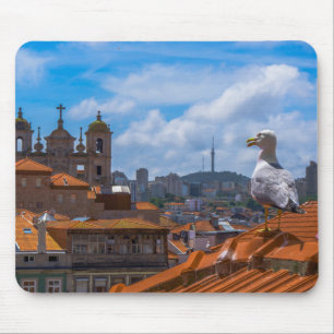 Gull Birds Eye View Rooftops of Portugal Mouse Mat