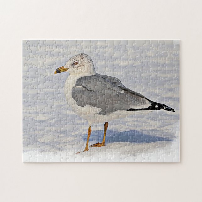 Gull in the snow jigsaw puzzle (Horizontal)