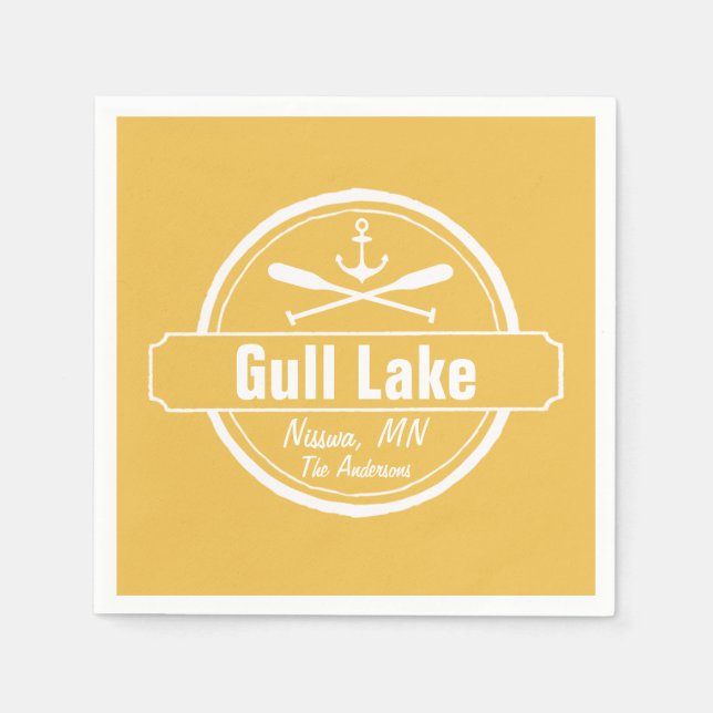 Gull Lake Minnesota anchor, paddles town and name Napkin (Front)