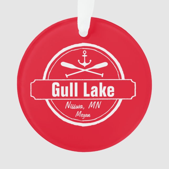 Gull Lake Minnesota anchor, paddles town and name Ornament (Front)