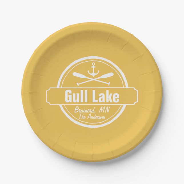 Gull Lake Minnesota anchor, paddles town and name Paper Plate (Front)