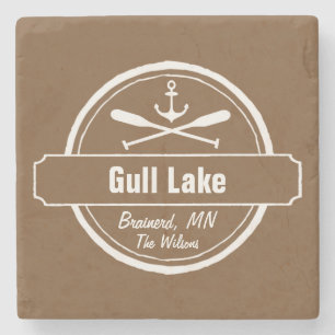 Gull Lake Minnesota anchor, paddles town and name Stone Coaster