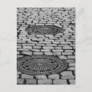 Gullideckel Manhole Paving Stones Cobbled Road Postcard