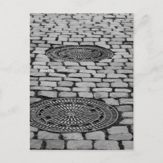 Gullideckel Manhole Paving Stones Cobbled Road Postcard