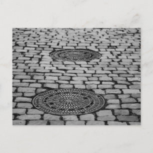 Gullideckel Manhole Paving Stones Cobbled Road Postcard