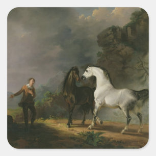 Gulliver Addressing the Houyhnhnms, 1769 (oil on c Square Sticker