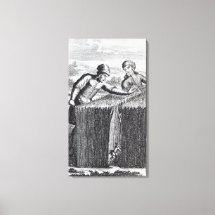 Gulliver is discovered by a farmer in canvas print