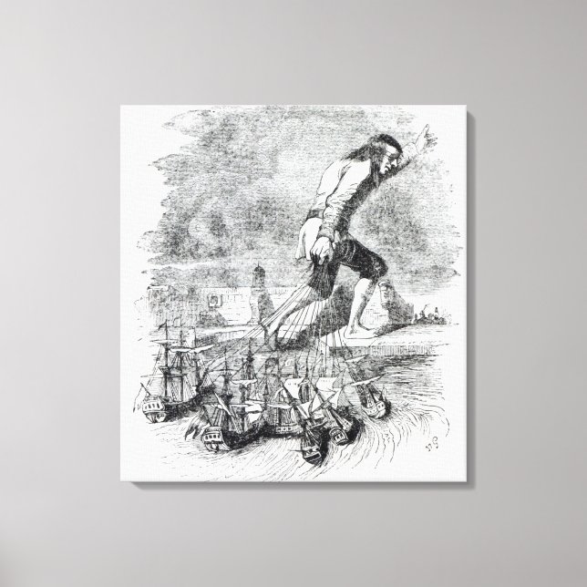 Gulliver stealing the Blefuscudian fleet Canvas Print (Front)